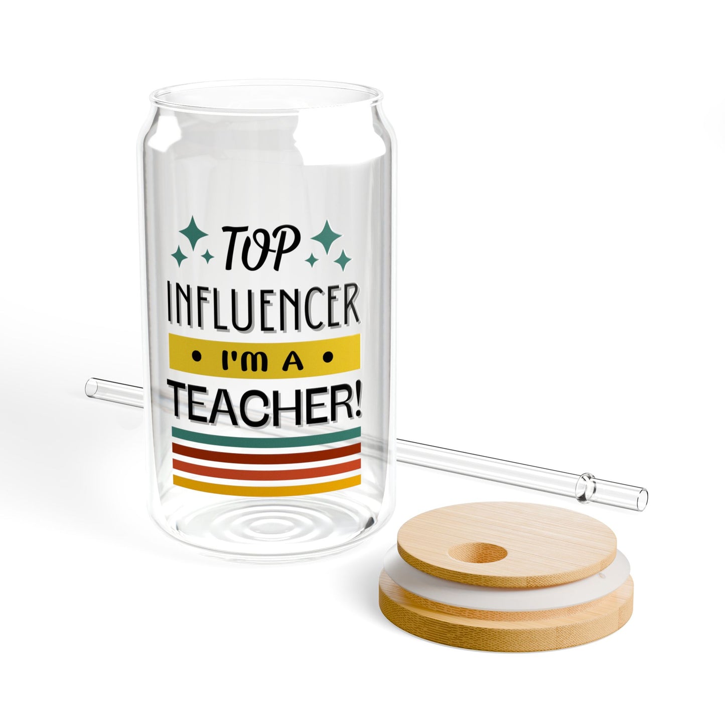 Teacher Top Influencer Sipper Glass - 16oz Tumbler with Straw