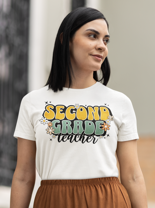 Second Grade Teacher with Flowers