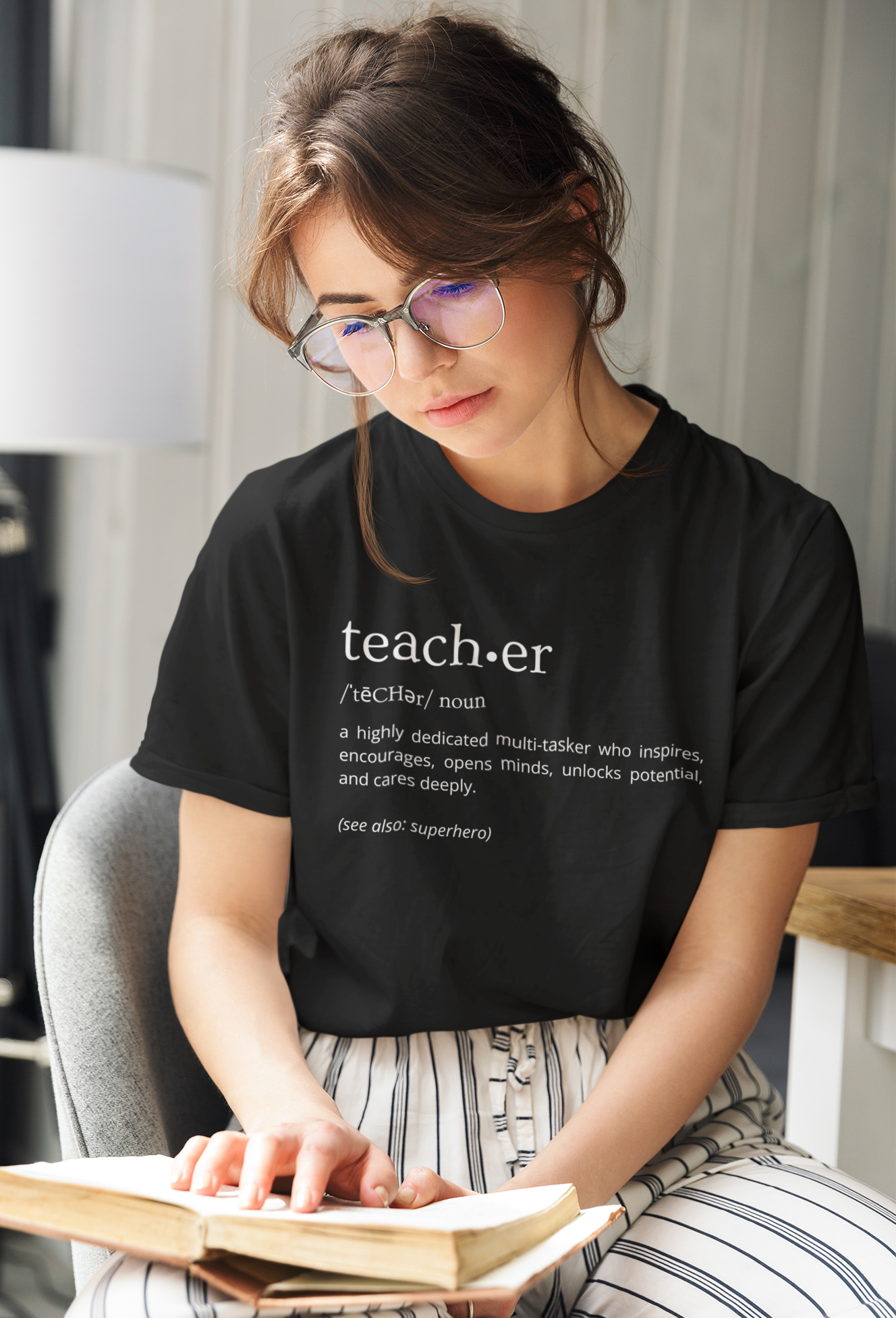 Definition of Teacher - White Text