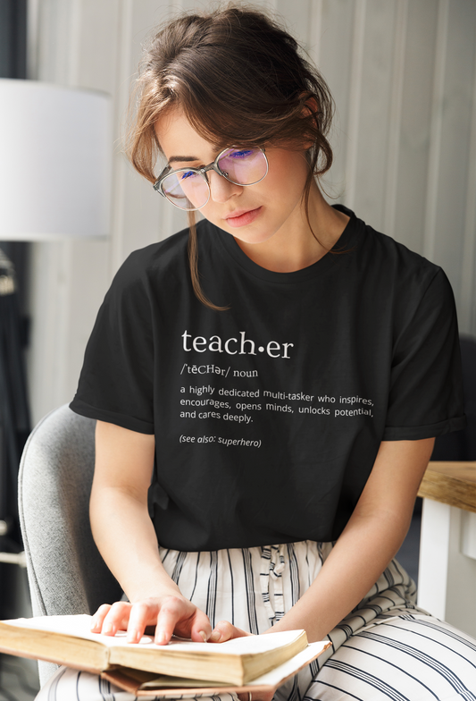 Definition of Teacher - White Text