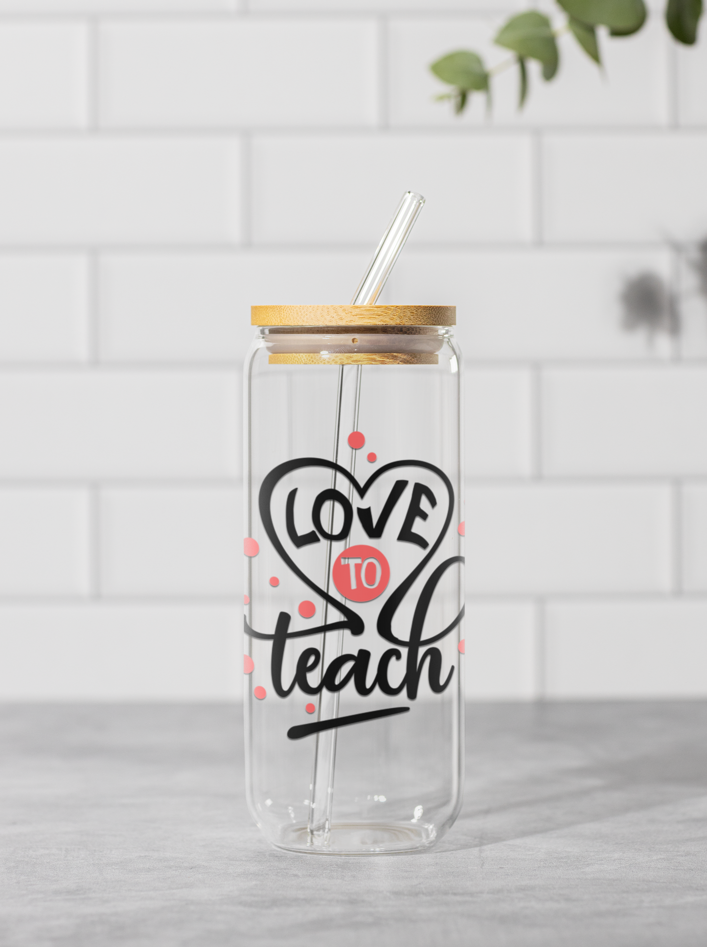 Love to Teach Sipper Glass - 16oz Tumbler with Straw