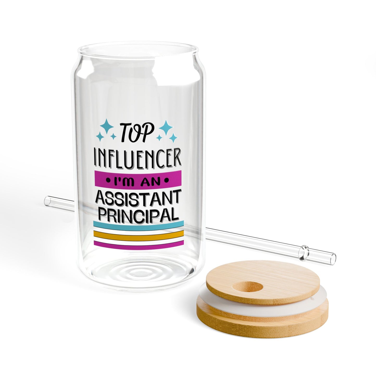 Asst Principal Influencer Sipper Glass - 16oz Tumbler with Straw