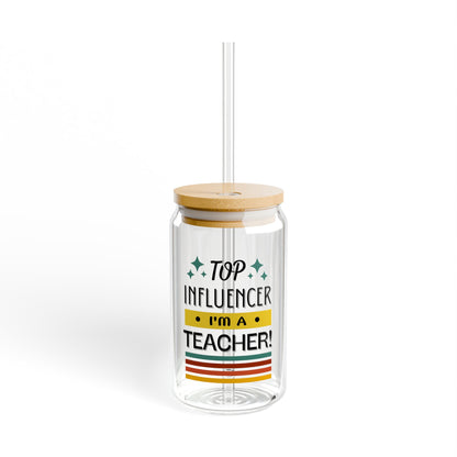 Teacher Top Influencer Sipper Glass - 16oz Tumbler with Straw